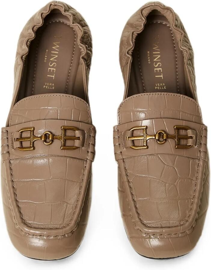 TWINSET Leren mocassins met krokodillen-print Beige - Foto 2