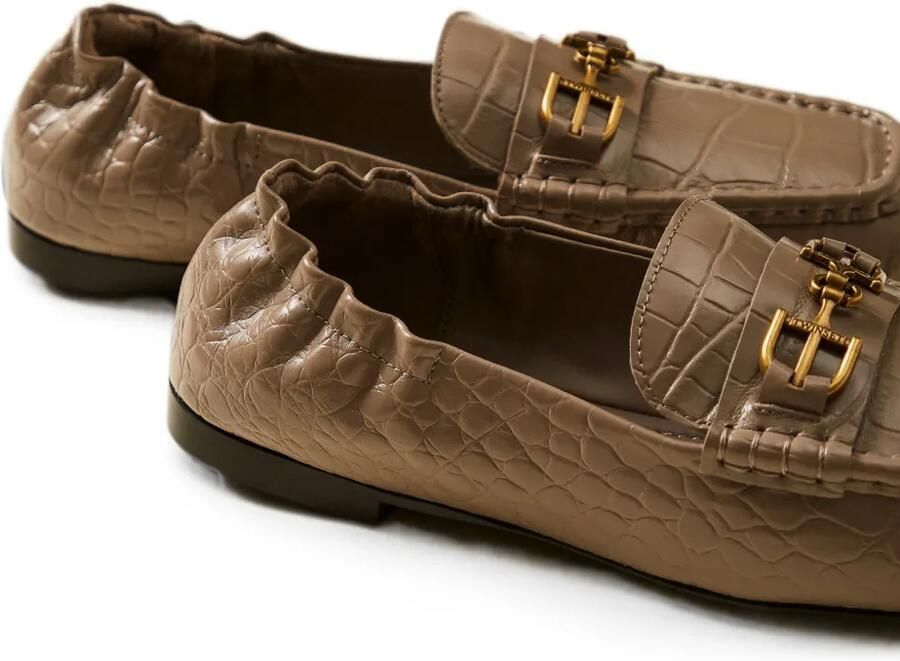 TWINSET Leren mocassins met krokodillen-print Beige - Foto 3