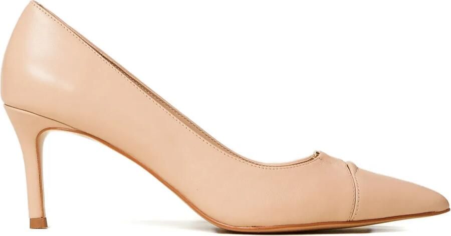 TWINSET Leren pumps met gesp en logo Beige