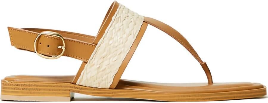 TWINSET Leren sandalen met geweven vlak Bruin