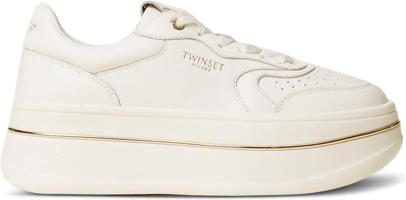 TWINSET Leren sneakers met plateauzool Wit