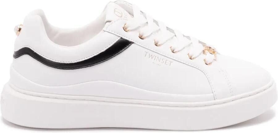 TWINSET Low-top sneakers met leren afwerking Wit
