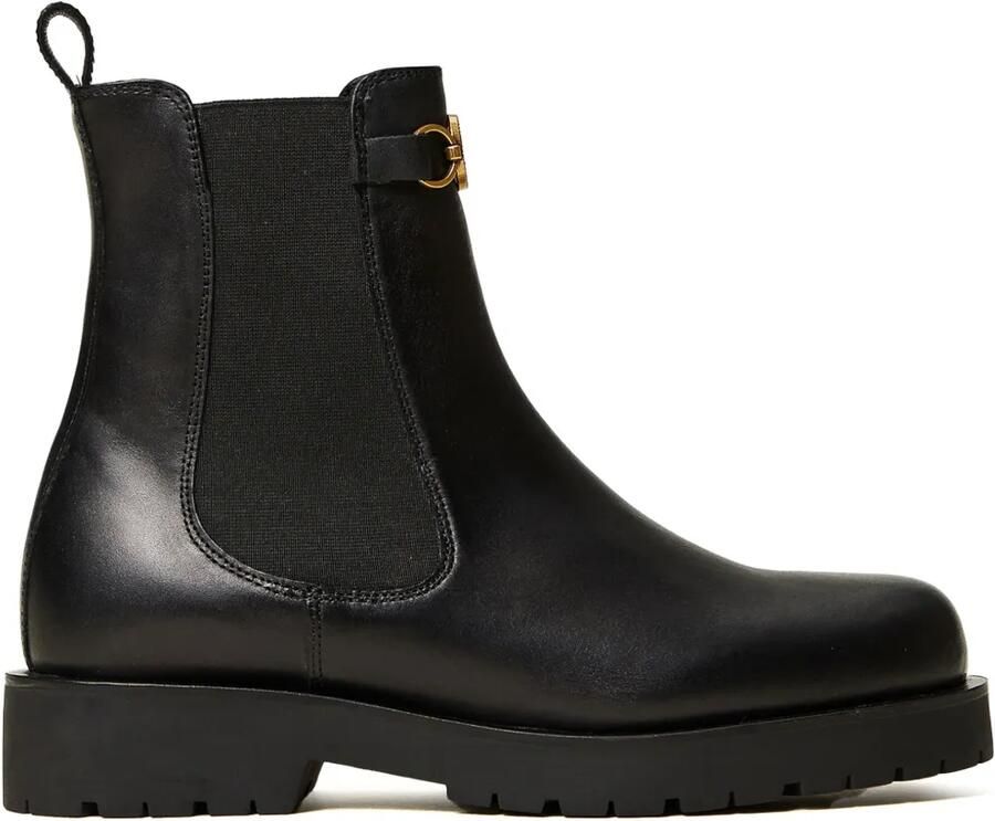 TWINSET Oval T leren Chelsea laarzen Zwart