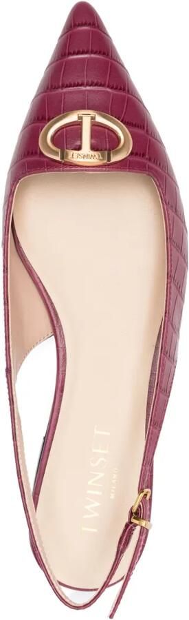 TWINSET Slingback pumps met krokodillen-reliëf Paars - Foto 2