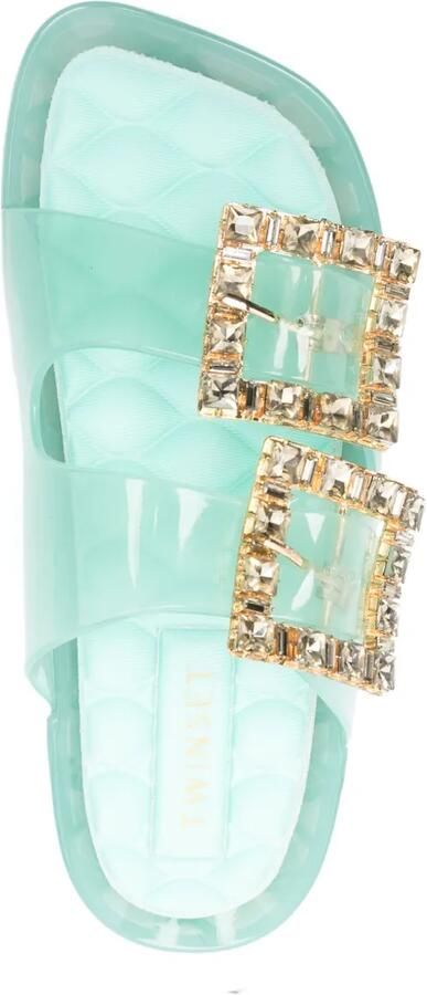 TWINSET Slippers met gesp Groen - Foto 4