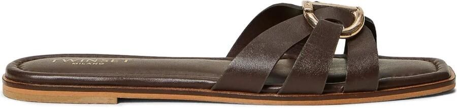 TWINSET Slippers met logogesp Bruin