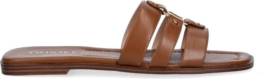 TWINSET Slippers met logoplakkaat Bruin