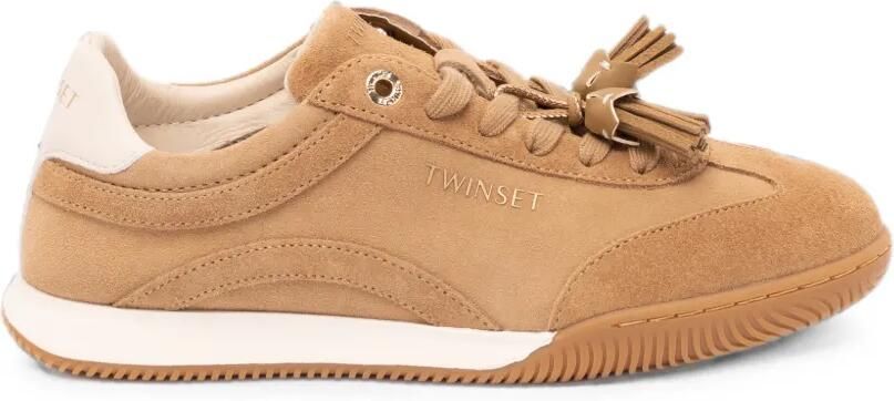 TWINSET Suède sneakers met kwastje Beige