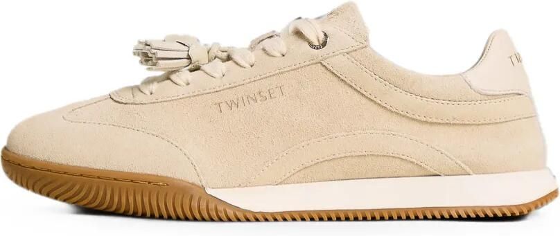 TWINSET Suède sneakers met kwastjes Beige
