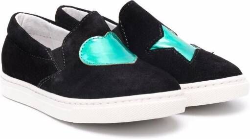 Two Con Me By Pépé Denim sneakers met hart print Zwart