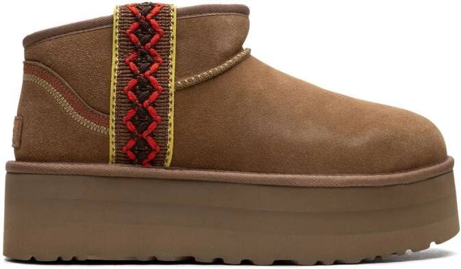 UGG Classic Ultra Mini Braid "Chestnut" laarzen met plateauzool Bruin