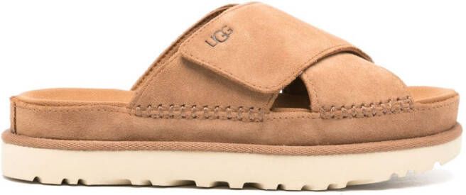 UGG Goldenstar Cross suède slippers Bruin