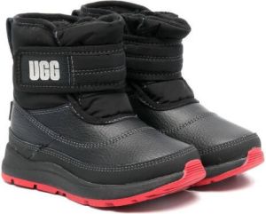 UGG Kids leather logo print boots Zwart