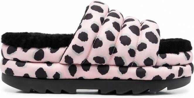 UGG Puft slippers met luipaardprint Zwart
