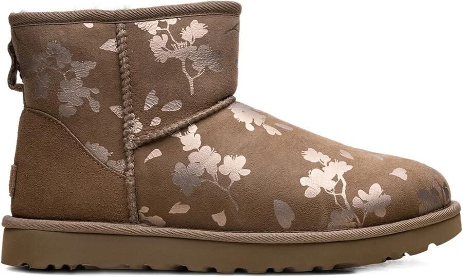 UGG Classic Mini enkellaarzen met bloemenpatroon Bruin