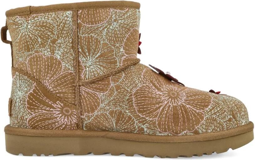 UGG Classic Mini Meadow laarzen met geborduurde bloemen Bruin