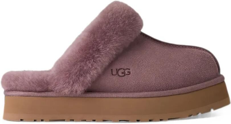 UGG Disquette shearling-trim platform flat mules Paars
