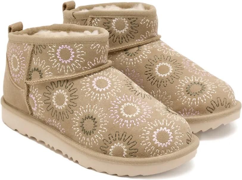 UGG Kids Classic Ultra Mini Sun Stitch laarzen Beige
