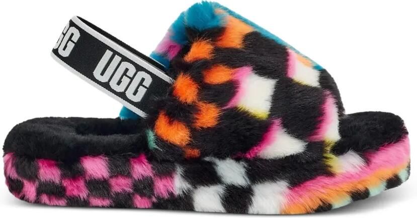 UGG Kids Fluff Yeah geruite sandalen Zwart