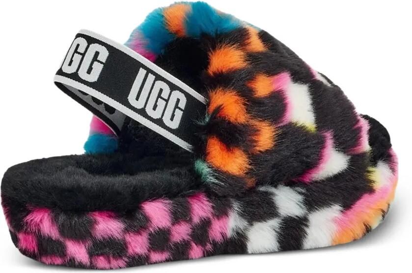 UGG Kids Fluff Yeah geruite sandalen Zwart - Foto 2