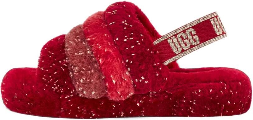 UGG Kids Fluff Yeah metallic lammy slippers Rood