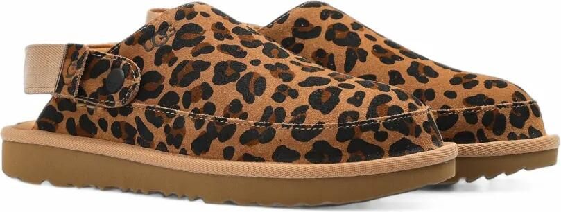 UGG Kids Goldenstar leren klompen met luipaardprint Bruin