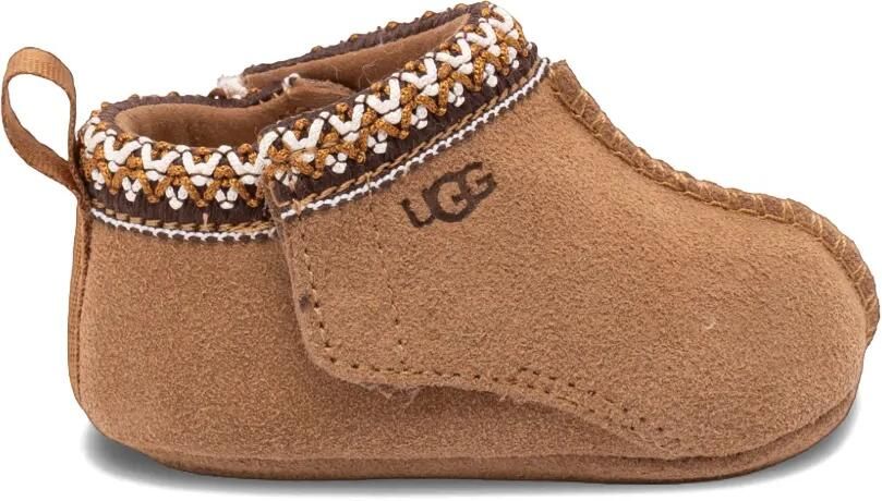 UGG Kids Tas embroidered suede slippers Beige