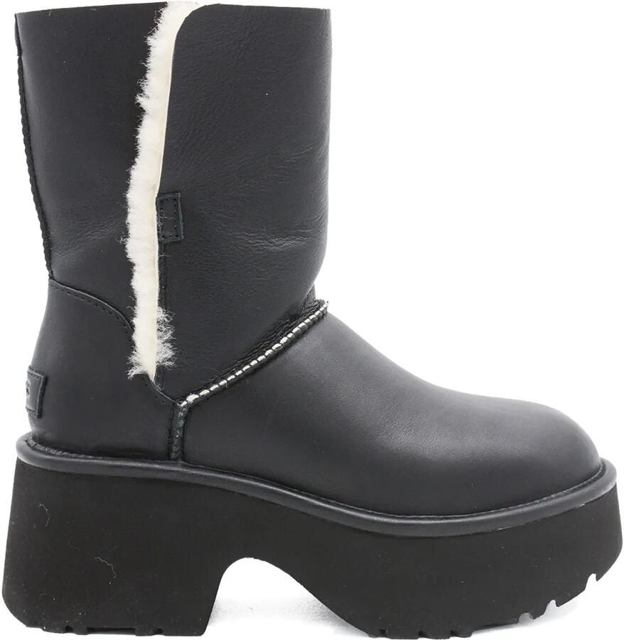 UGG Leren laarzen met plateauzool en bont Zwart