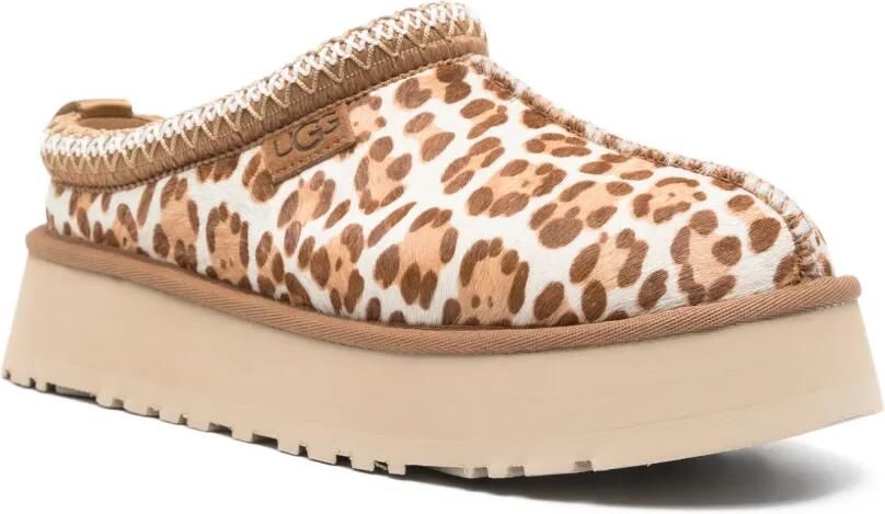 UGG Tazz leren slippers met luipaardprint Beige - Foto 4