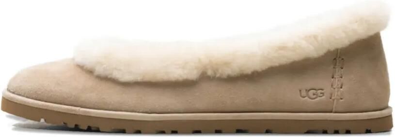 UGG Zora suède ballerina's met lammy afwerking Beige