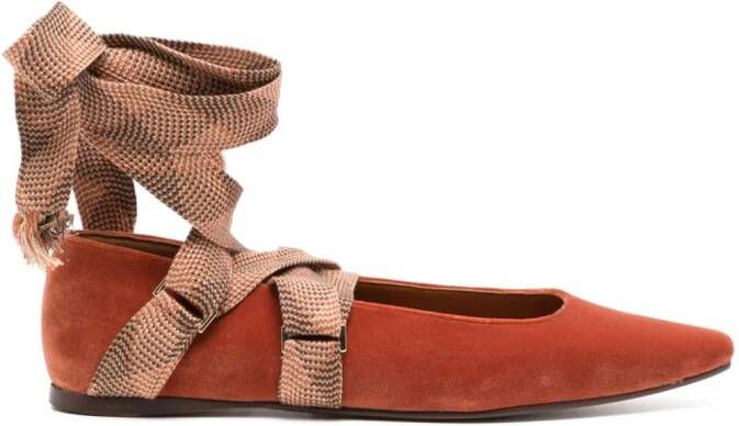 Ulla Johnson Arlo fluwelen ballerina's Bruin