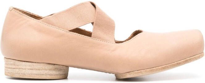 Uma Wang square-toe leather ballerina shoes Beige