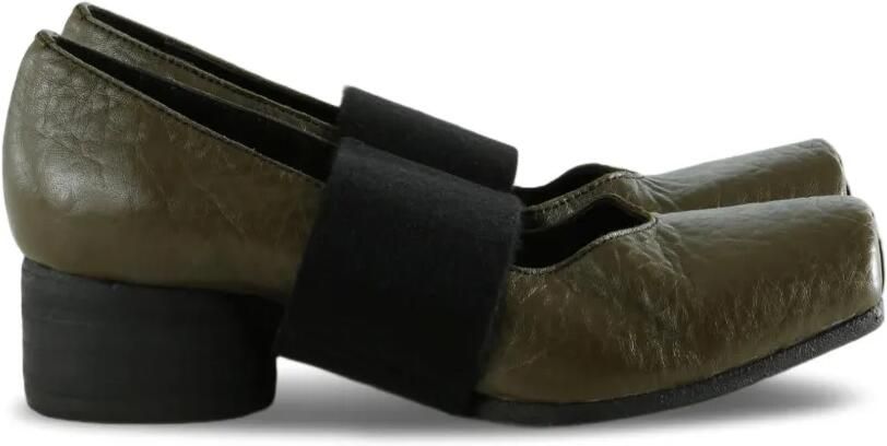 Uma Wang Ballerina's met elastische band en vierkante neus Groen