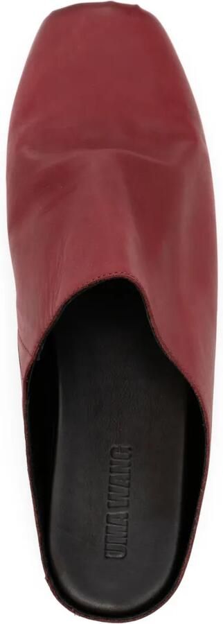 Uma Wang Leren slippers met vierkante neus Rood - Foto 4