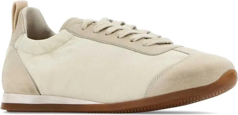 Uma Wang Suède sneakers met canvas vlakken Beige