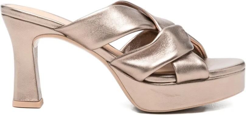 Unisa Ocan leren sandalen met plateauzool Bruin
