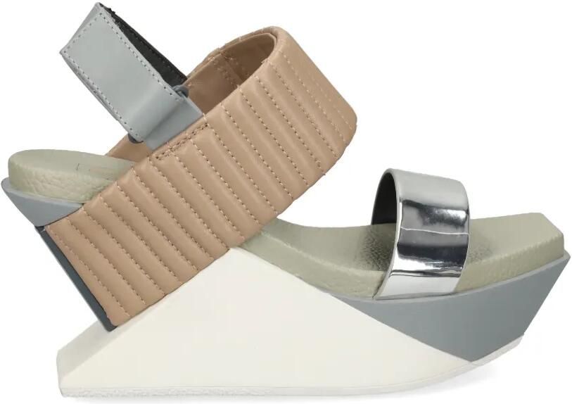 United Nude Delta Wedge Puffier gewatteerde metallic sandalen Grijs