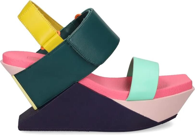 United Nude Delta Wedge sandalen met klittenband en sleehak Groen