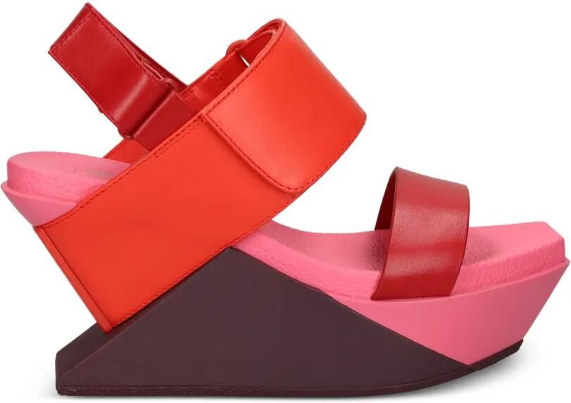 United Nude Delta Wedge sandalen met klittenband en sleehak Rood