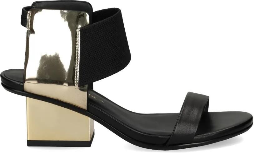 United Nude Raila Mid sandalen met metallic-effect en blokhak Zwart