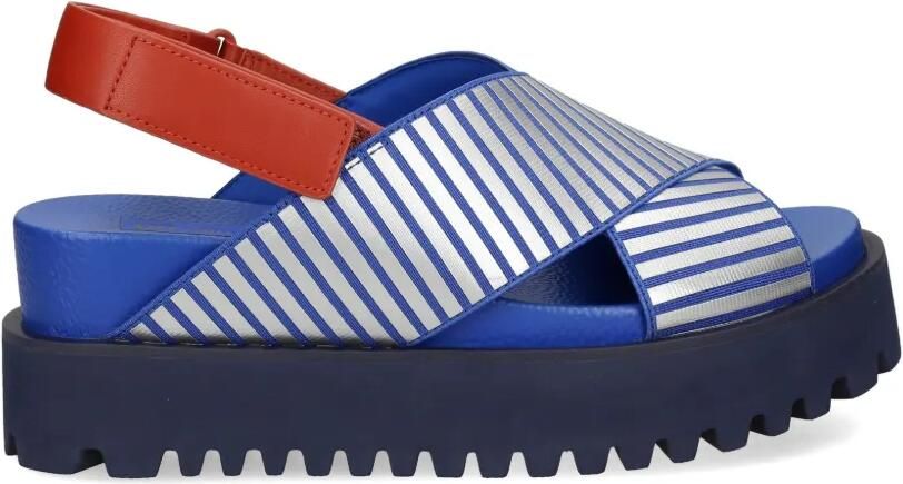 United Nude Rico X Sandal gestreepte sandalen met gekruiste bandjes Blauw