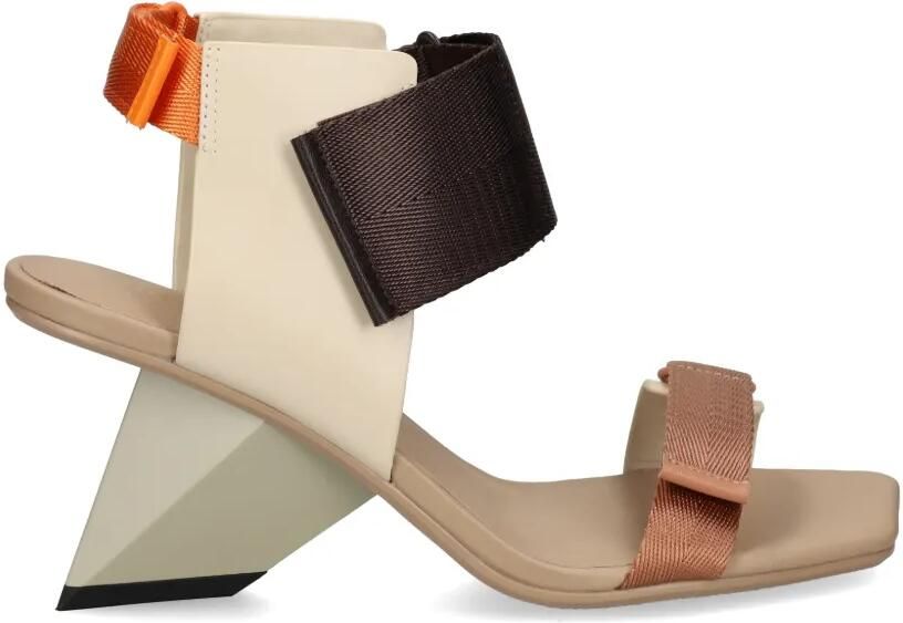 United Nude Rockit Run sandalen met geometrische hak en klittenband Beige