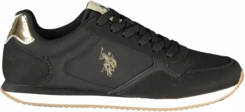 U.S. POLO ASSN. logo-print metallic-panel sneakers Zwart