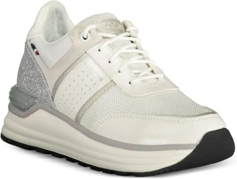 U.S. POLO ASSN. Sneakers met mesh vlak en glitter Beige - Foto 2