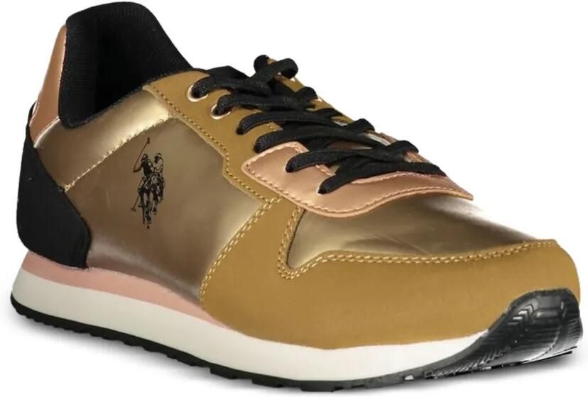 U.S. POLO ASSN. Sneakers met metallic afwerking en logo Goud - Foto 3