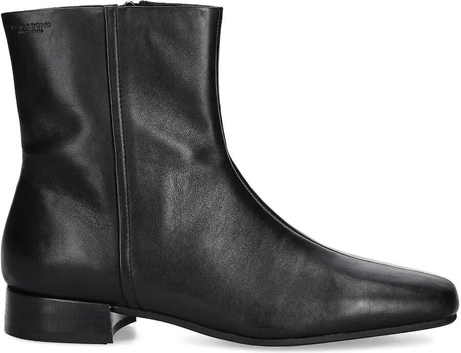 VAGABOND 70 mm Mona laarzen met vierkante neus en ritsdetail Zwart