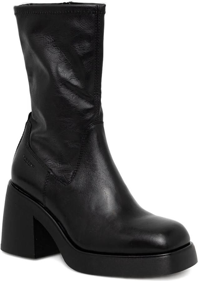 VAGABOND 87 mm Brooke leren laarzen met blokhak Zwart