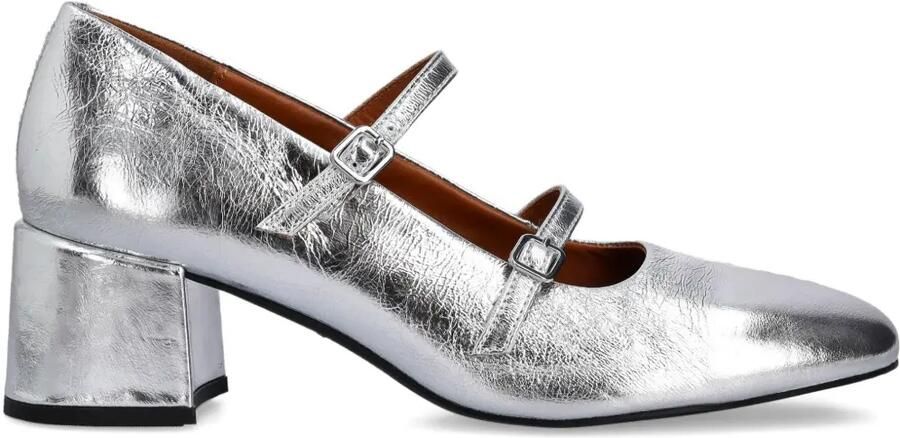 VAGABOND Adison metallic leren pumps met dubbele gesp Zilver