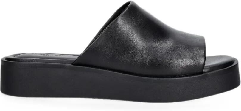 VAGABOND Danya leren slippers met plateauzool Zwart