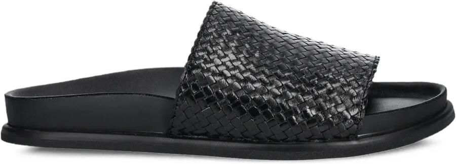 VAGABOND Effie geweven leren slippers Zwart